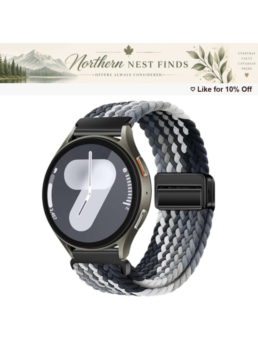 Nylon Magnetic Elastic Watch Band 20mm Braided Strap Compatible with Galaxy